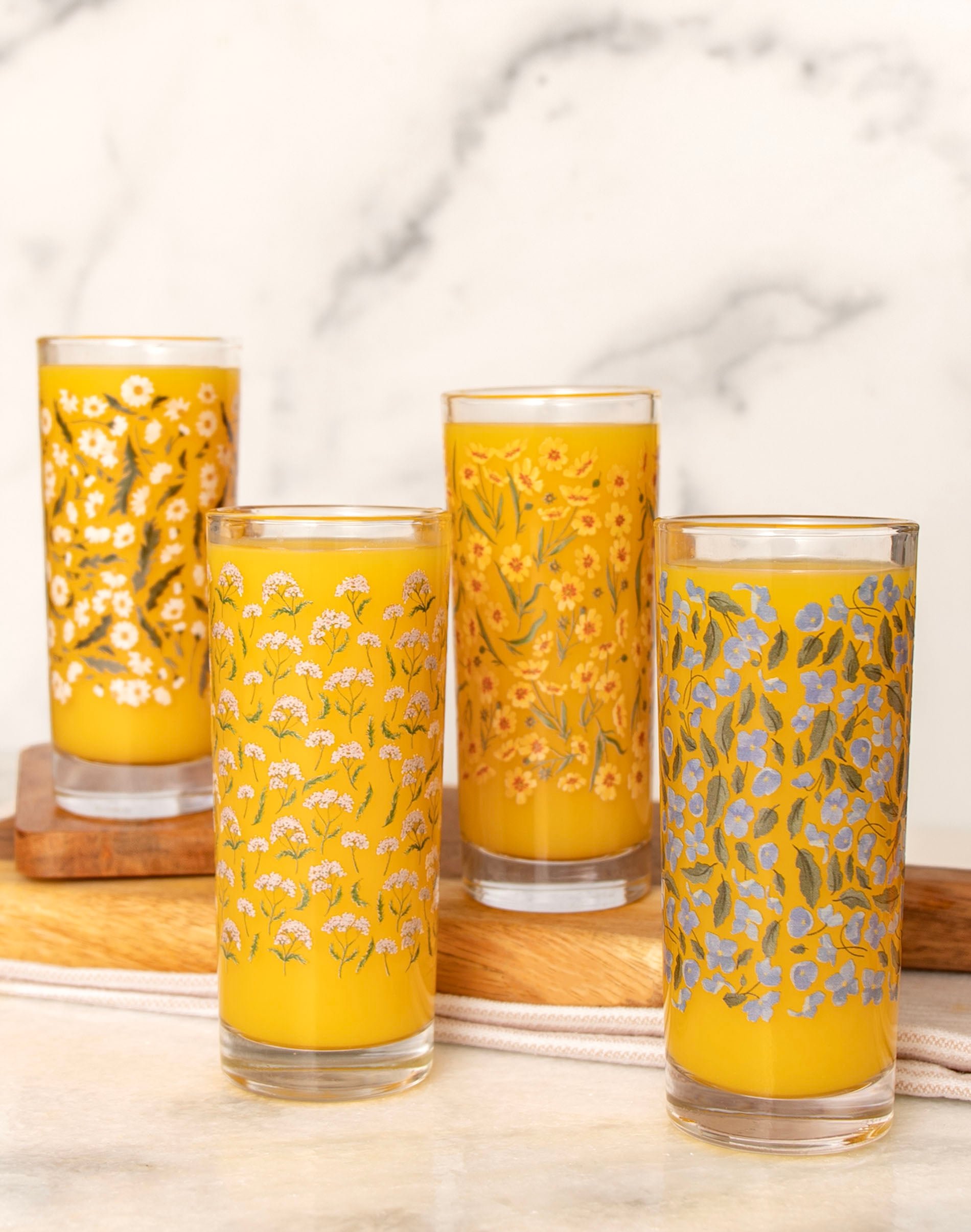 Roadside Blooms Tall Juice Glass Set