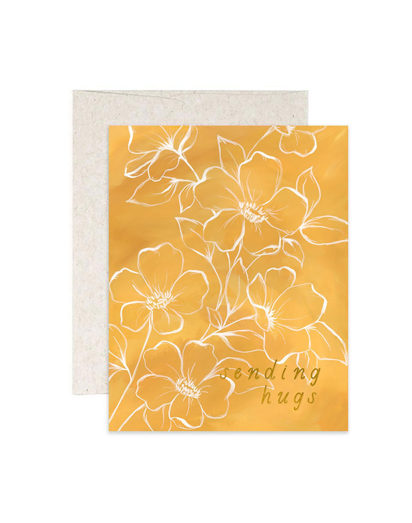Golden Poppy Hugs Greeting Card, 1 of 1