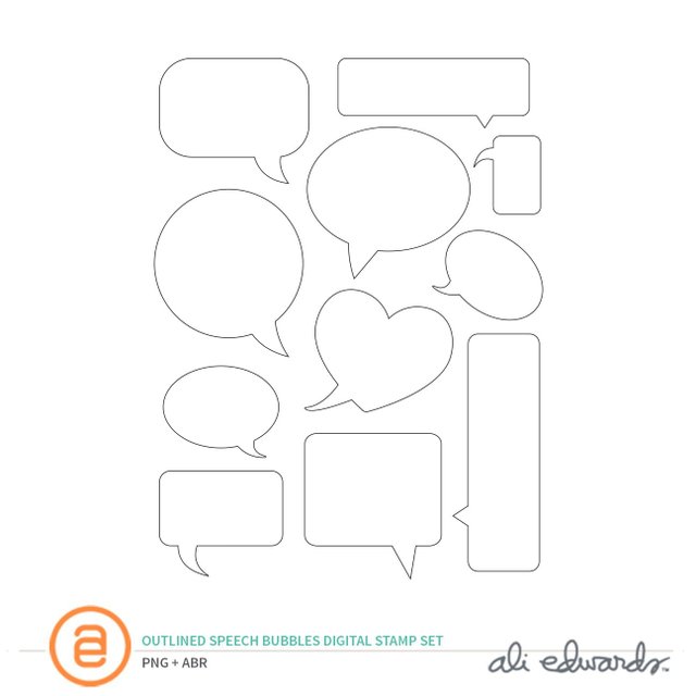 Outlined Speech Bubbles Digital Stamp Set, 1 of 1