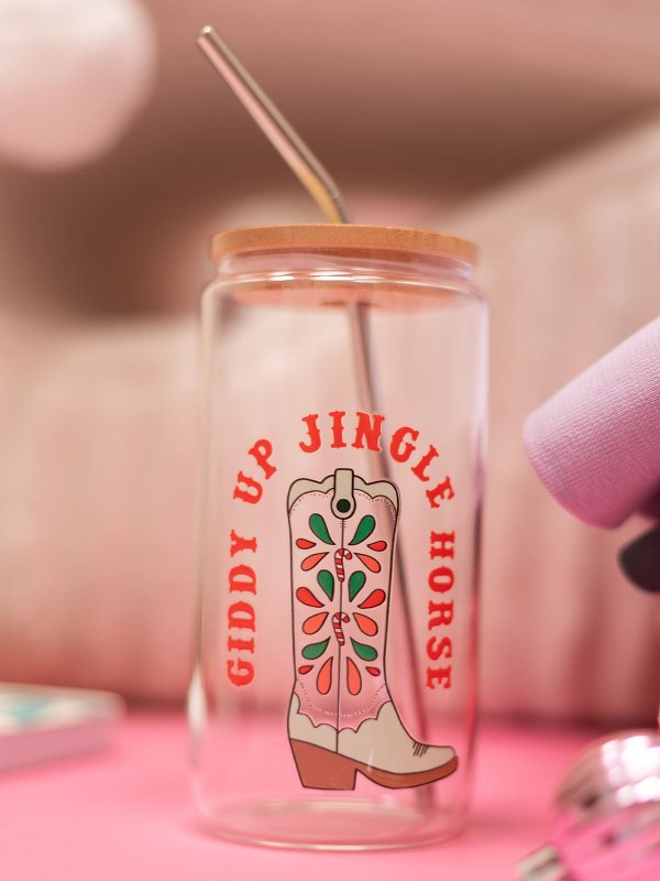 Giddy Up Jingle Horse Christmas Western Glass Can, 3 of 3