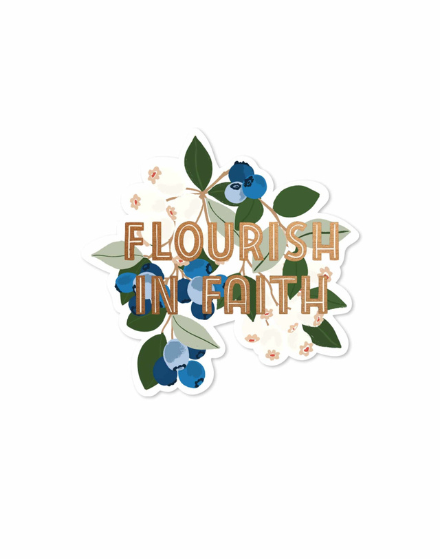 Flourish In Faith Blueberry Decal sticker, 2 of 2