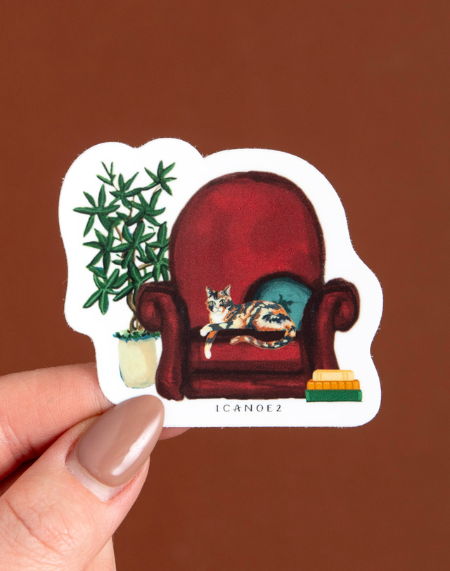 Cozy Cat Decal Sticker, 1 of 2