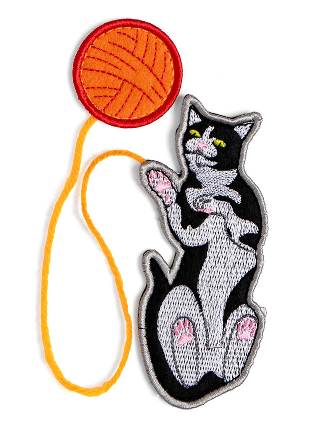 Feline Friends Cat & Yarn Embroidered Bookmark, 2 of 3