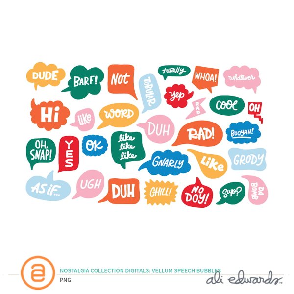 Nostalgia Collection Digital Vellum Speech Bubbles, 1 of 1