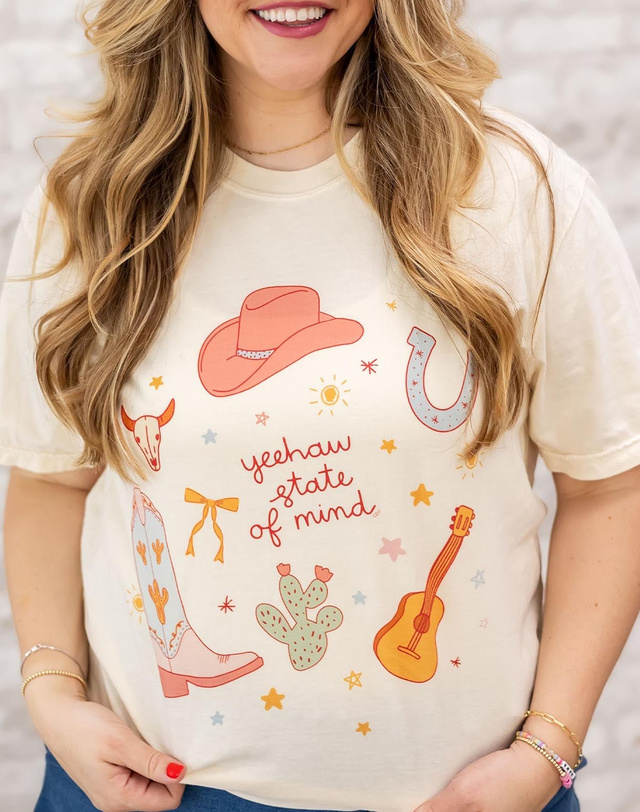 Yeehaw State Of Mind Western Tee - Ivory, 2 of 4