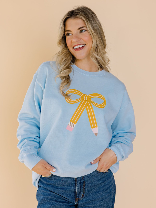 Pencil Bow Sweatshirt - Chambray, 1 of 4