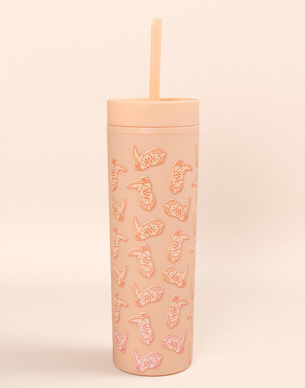 Western Cowgirl Boots Acrylic Tumbler - Peach, 1 of 1