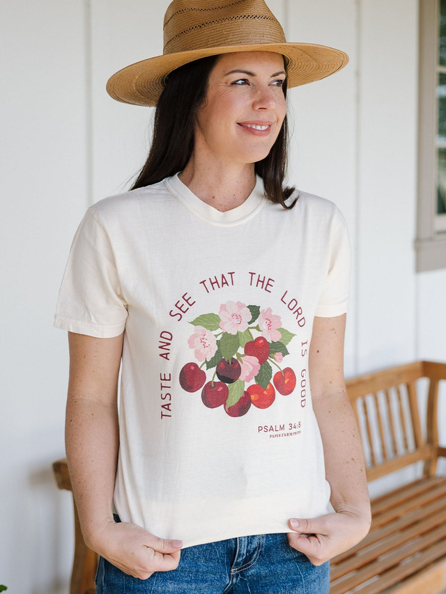 Taste & See That The Lord Is Good Cherry Faith Tee - Ivory, 1 of 5