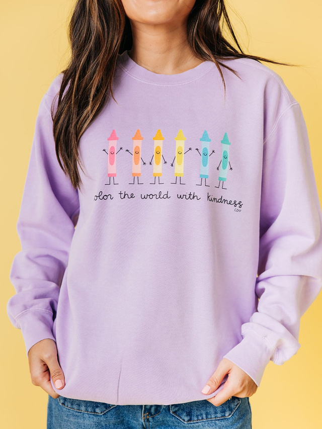 Color the World with Kindness Sweatshirt - Orchid, 1 of 3