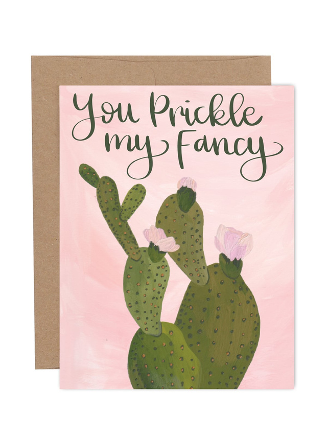 You Prickle My Fancy Cactus Love Greeting Card, 1 of 1