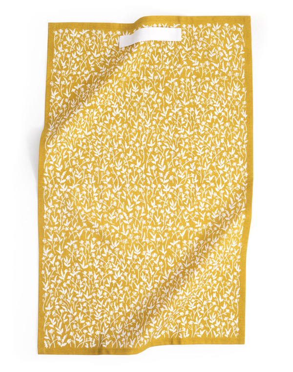 Mustard Tiny Floral Kitchen Towel , 1 of 2