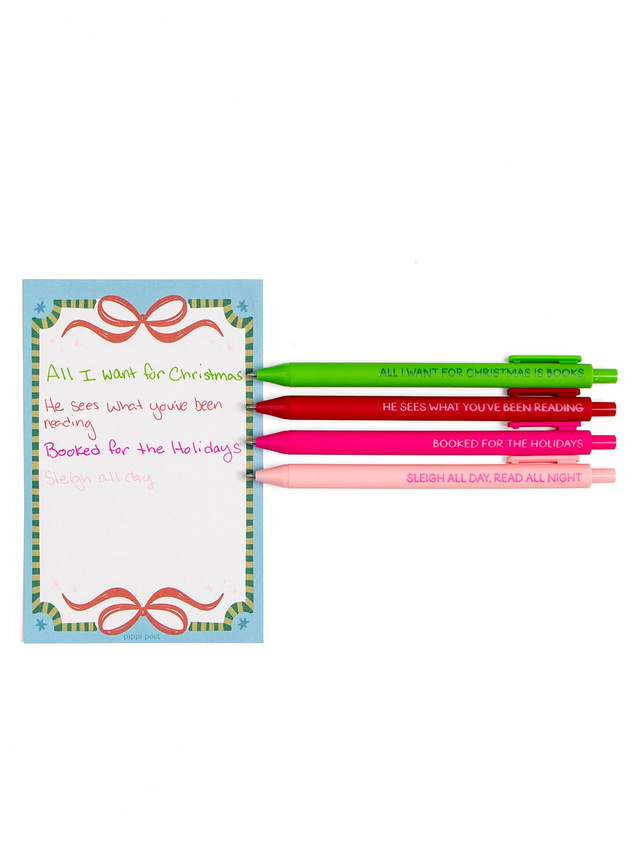 Merry Bookmas Reader Christmas Pen Set, 6 of 6
