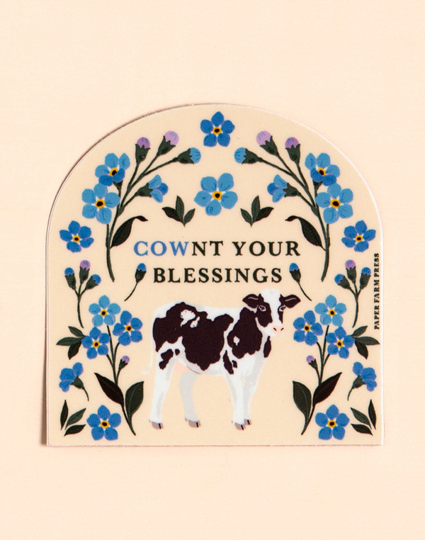 Cownt Your Blessings Cow Decal Sticker, 2 of 3