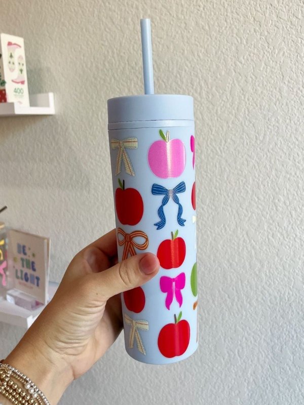 Apples & Coquette Bows Acrylic Skinny Tumbler, 2 of 3