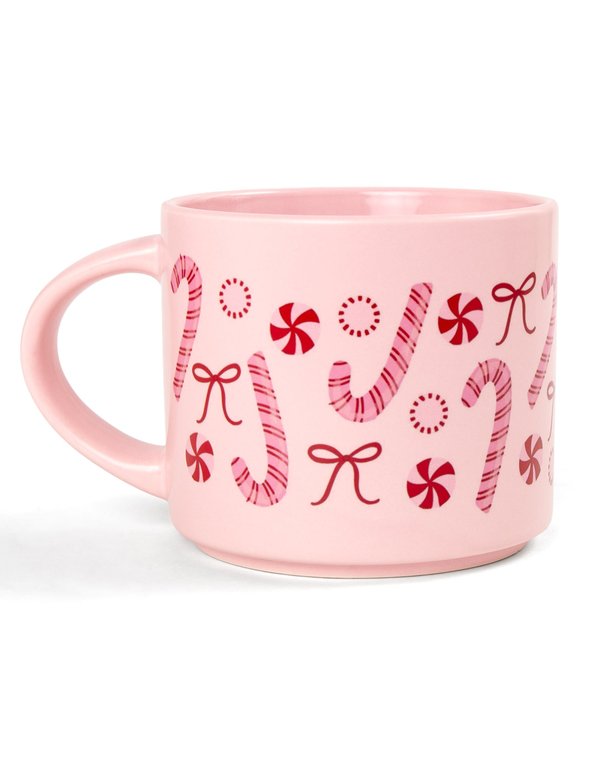 Peppermint Candy Canes Large Ceramic Christmas Mug, 2 of 2