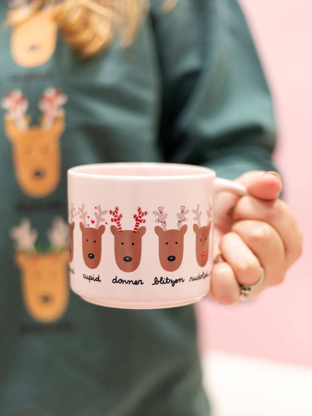 Santa's Reindeer Christmas Large Ceramic Mug, 3 of 5