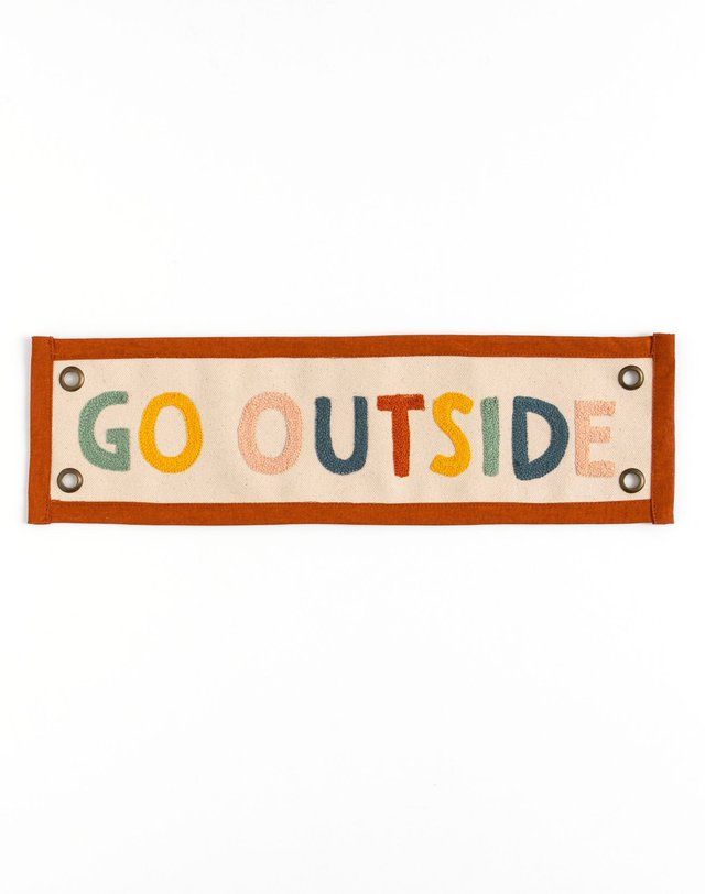 Rainbow Go Outside Embroidered Canvas Banner, 2 of 5