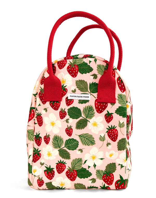 Strawberry Patch Reusable Canvas Lunch Tote Bag, 2 of 9
