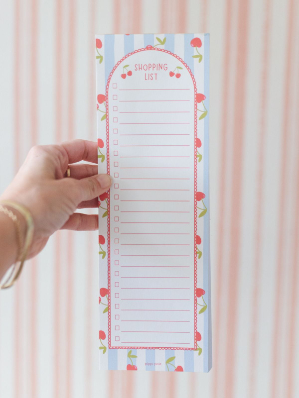 Cherry Stripe 4×12 Shopping List Notepad, 2 of 2