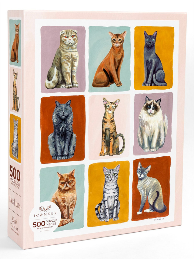 Nine Lives Feline Friends Cats Grid 500 Piece Jigsaw Puzzle, 1 of 8