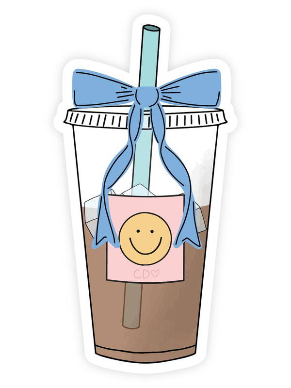 Blue Bow Iced Coffee Decal Sticker, 2 of 2