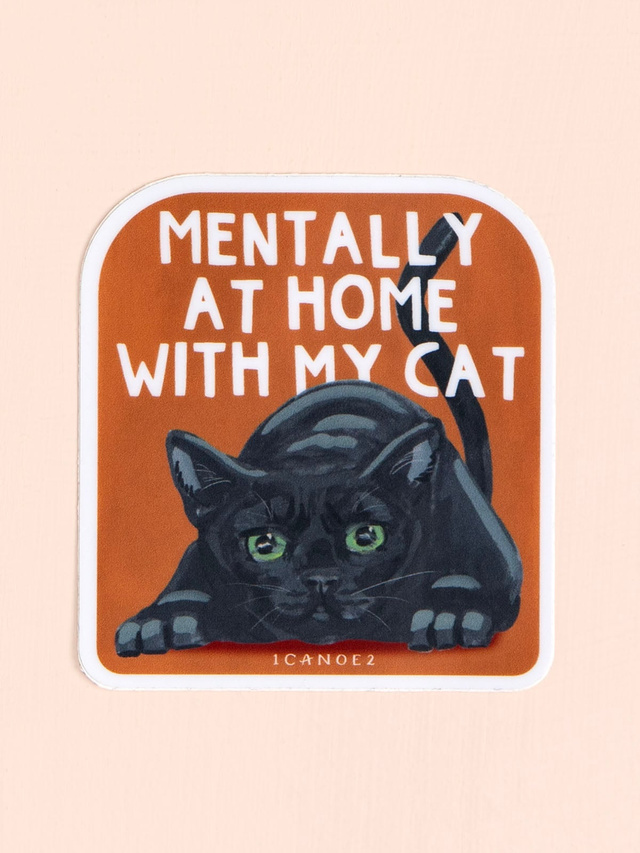 Mentally At Home With My Cat Decal Sticker, 1 of 3