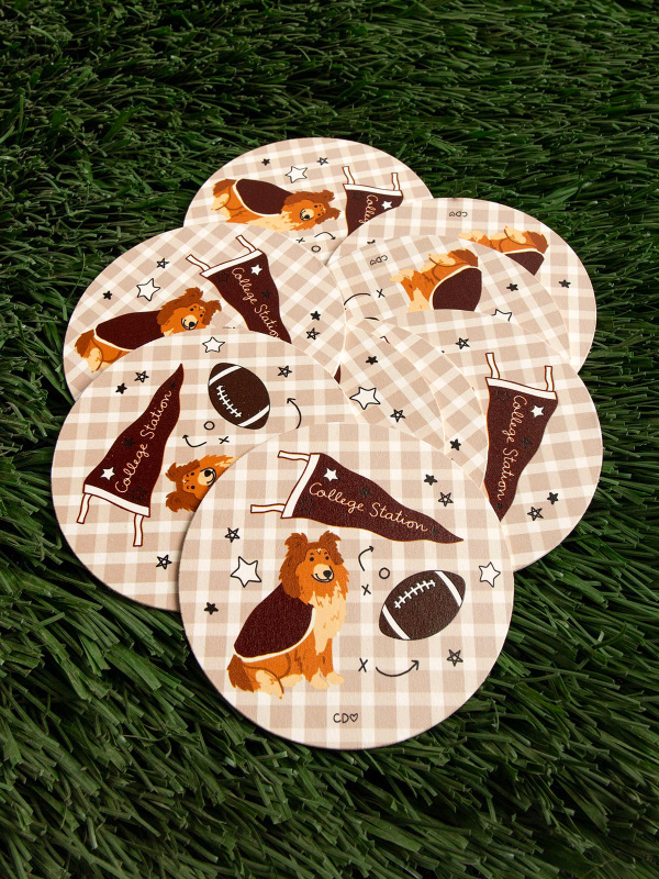 College Station Football Game Day Paper Coasters - Set of 10, 1 of 3