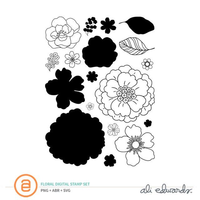 Floral Digital Stamp Set, 1 of 1