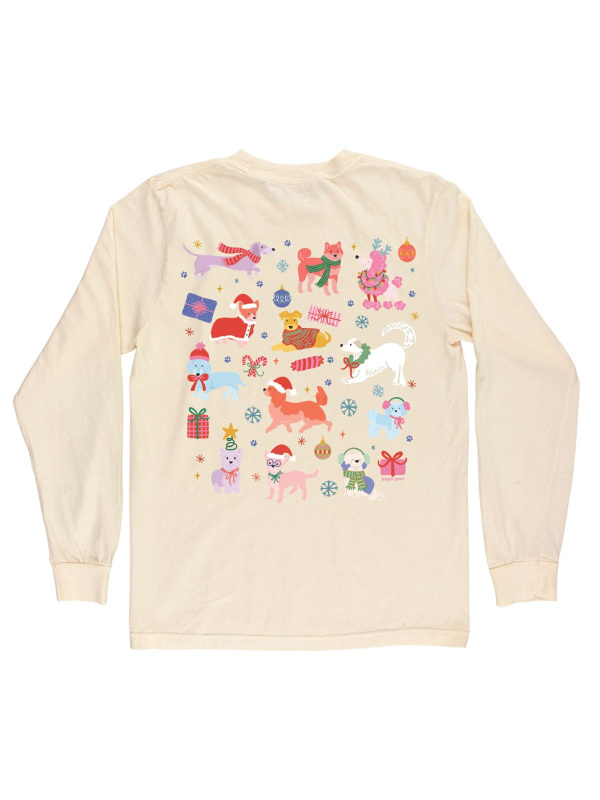 Christmas Dogs Long-Sleeve Tee - Ivory, 1 of 2