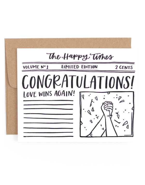 Congrats Newspaper Letterpress Greeting Card, 1 of 1