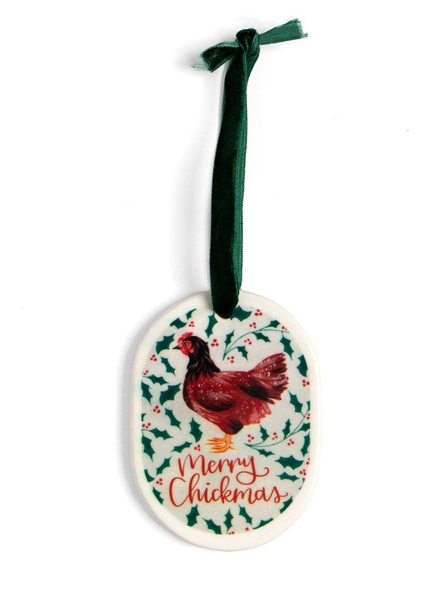 Merry Chickmas Chicken Christmas Ornament, 2 of 2