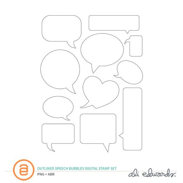 Outlined Speech Bubbles Digital Stamp Set, 1 of 1