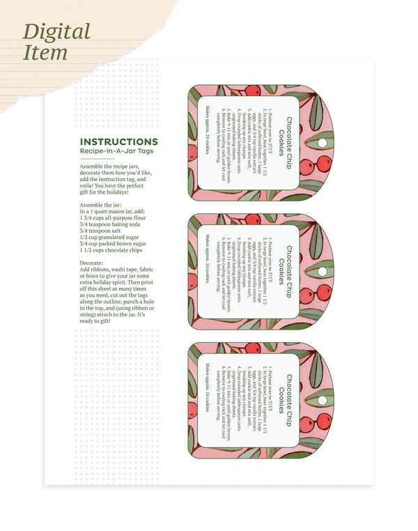 Digital Printable Cookie Recipe-In-A-Jar Tag, 1 of 3