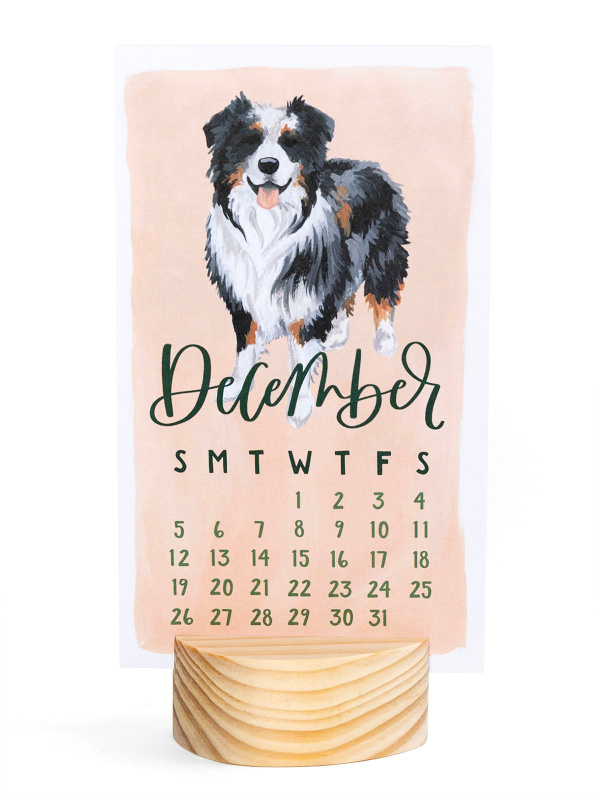 Furry Friends Dogs 2027 Mini Desk Calendar + Wooden Block, 5 of 7