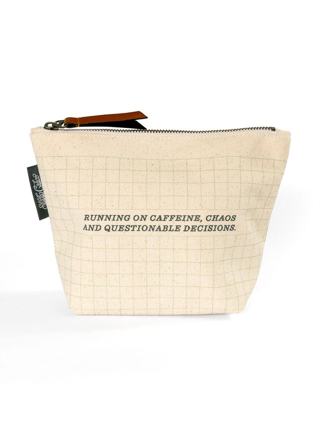 Caffeine & Chaos Zippered Canvas Pouch, 1 of 3