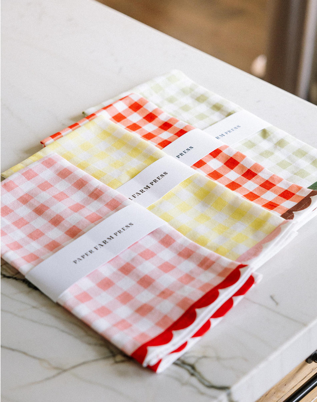 Pink Gingham Scalloped Tea Towel, 9 of 12