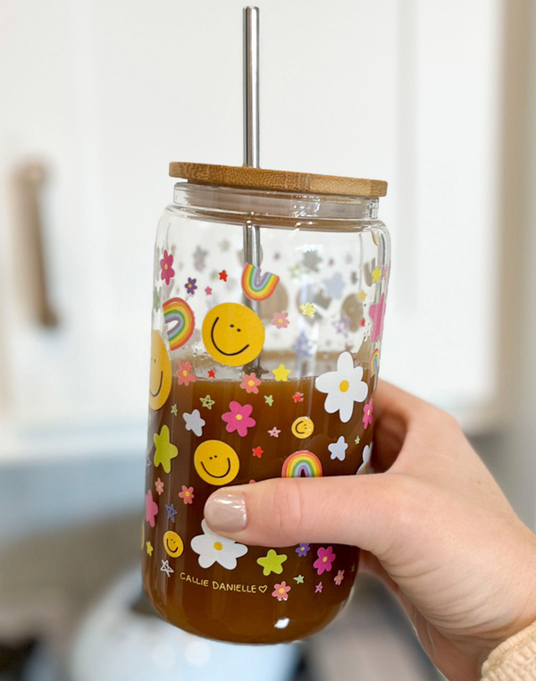 Rainbows & Smiley Faces Glass Can, 2 of 2