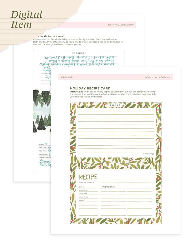 Digital Printable Holiday Recipe Card, 1 of 2