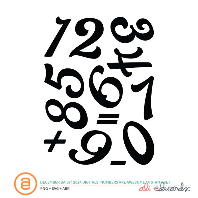 December Daily® 2024 Digital 6×8 Numbers are Awesome 4 Stamp Set, 1 of 1