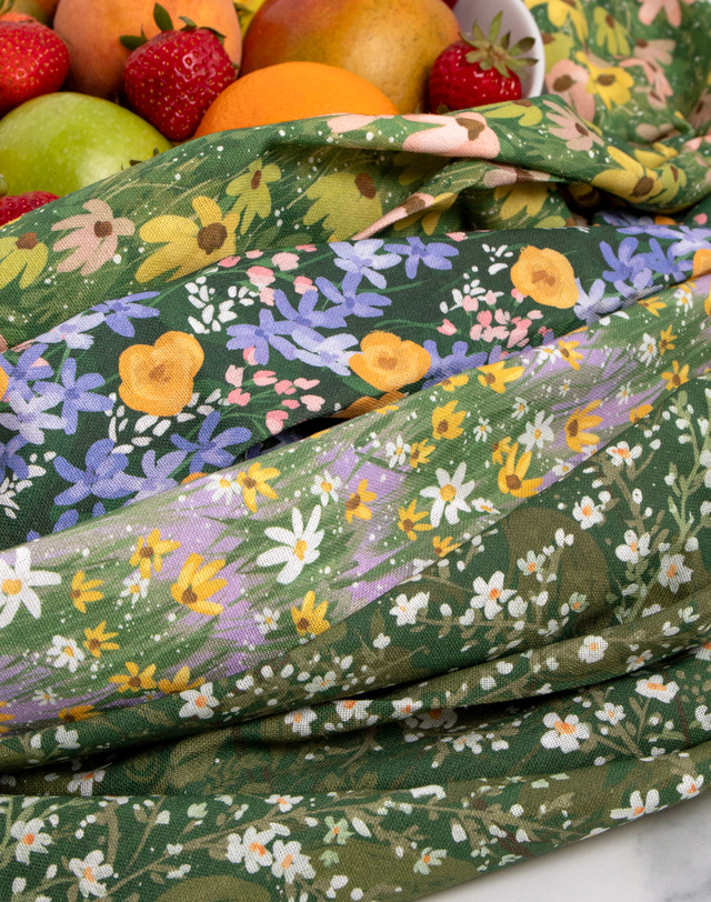 Painted Florals Kitchen Tea Towel Set, 3 of 5