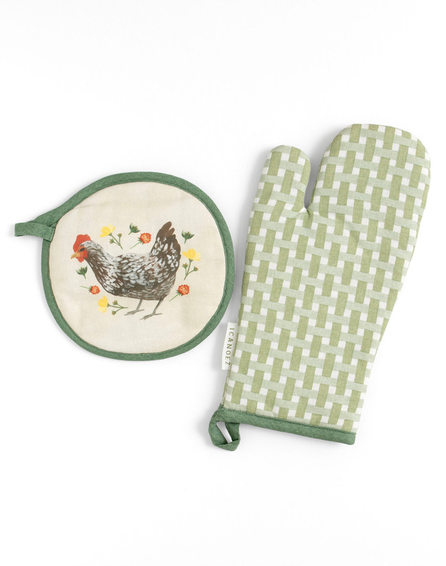 Spring Chicken Gingham Pot Holder Set, 4 of 4