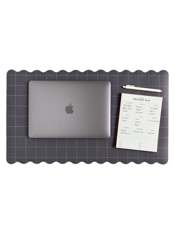 Scalloped Grid Large Desk Mat - Charcoal, 4 of 4