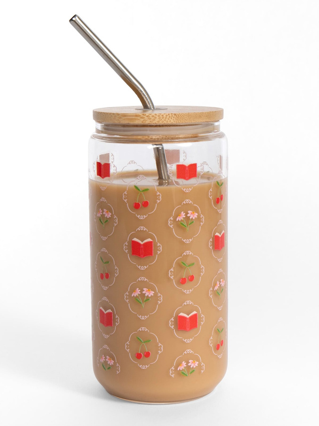 Book Lover Cherries & Florals Glass Can, 6 of 6