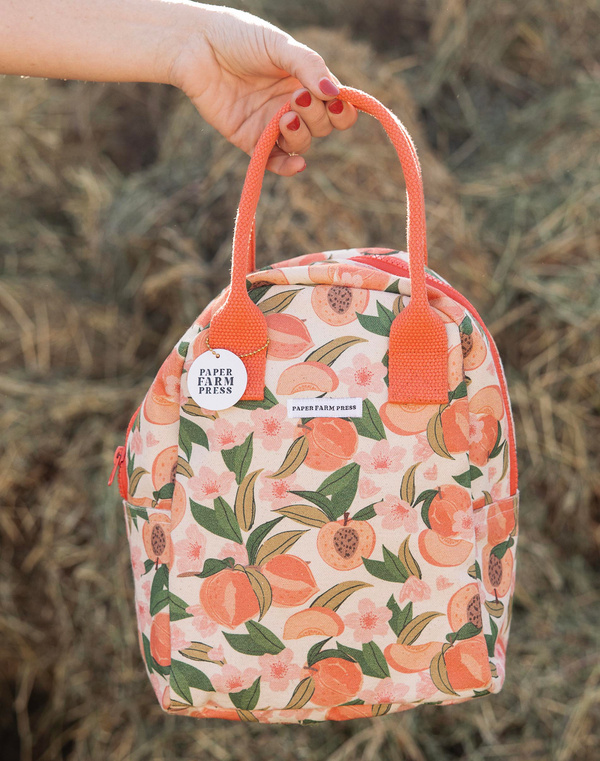 Peach Blossom Reusable Canvas Lunch Tote Bag, 1 of 8