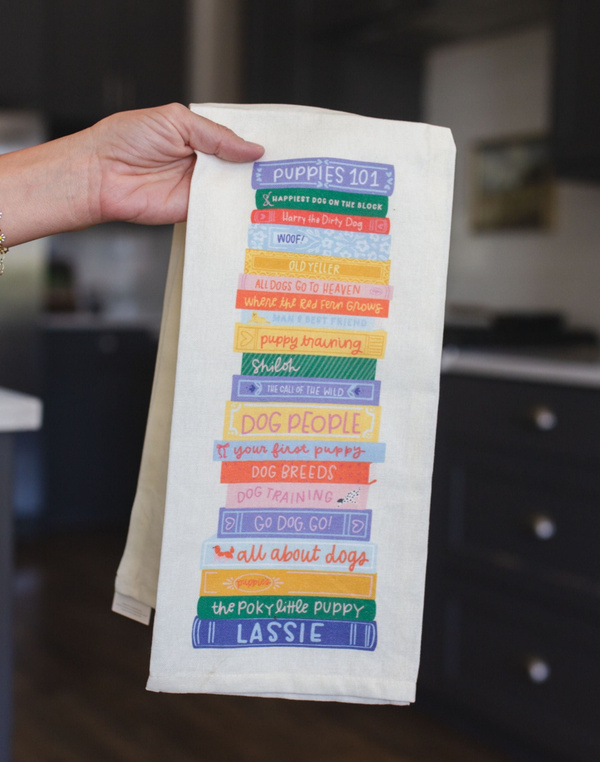 Dog Book Stack Tea Towel, 1 of 4