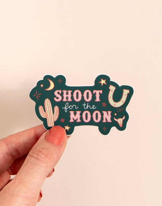 Shoot For The Moon Western Decal Sticker, 1 of 2