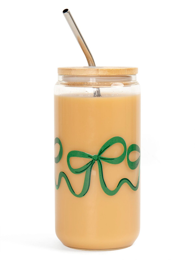 Green Coquette Bows Glass Can, 4 of 4