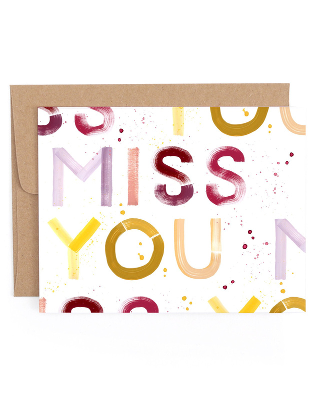 Miss You Block Greeting Card, 1 of 1