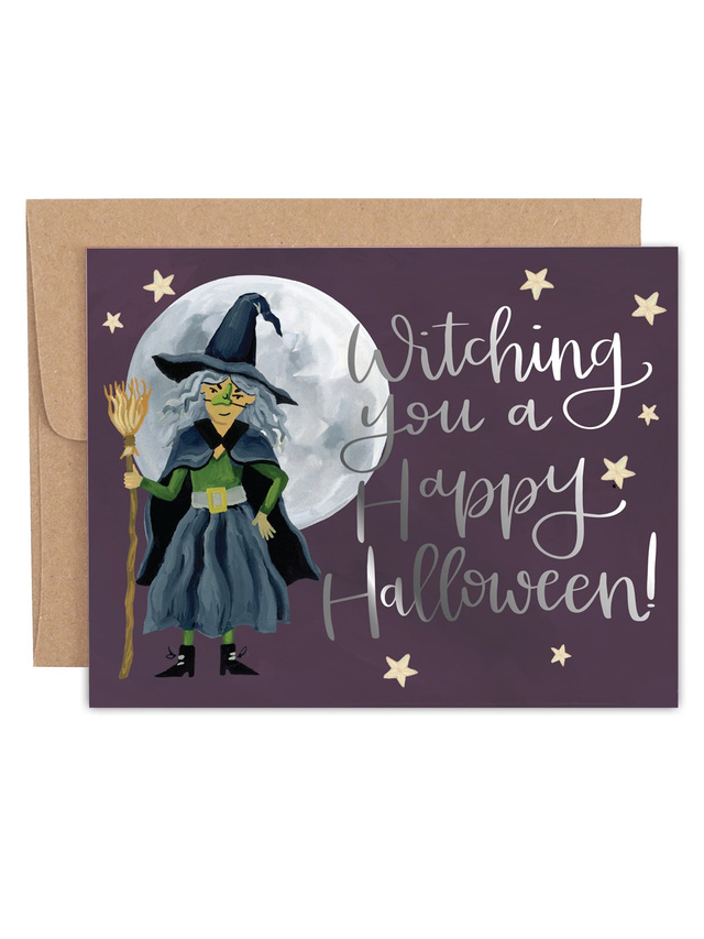 Witching You A Happy Halloween Greeting Card, 1 of 1