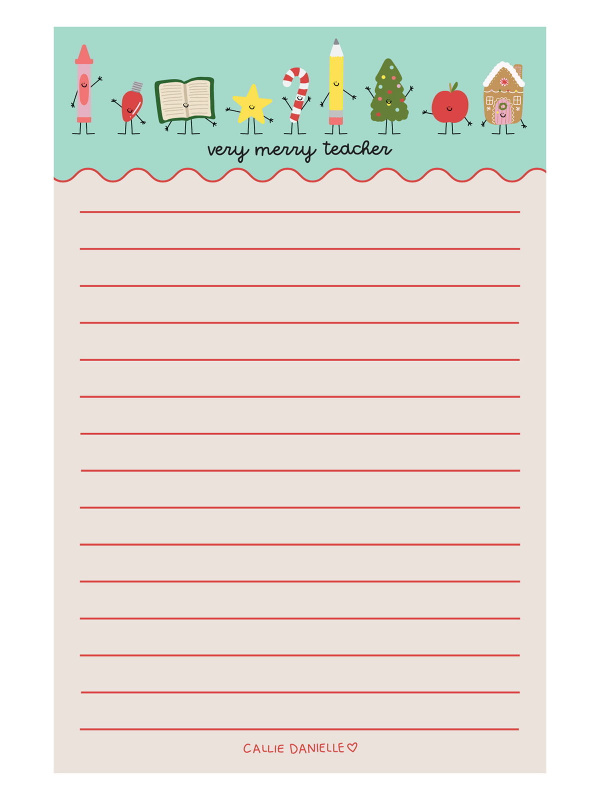 Very Merry Teacher Christmas 4×6 Lined Notepad, 1 of 3